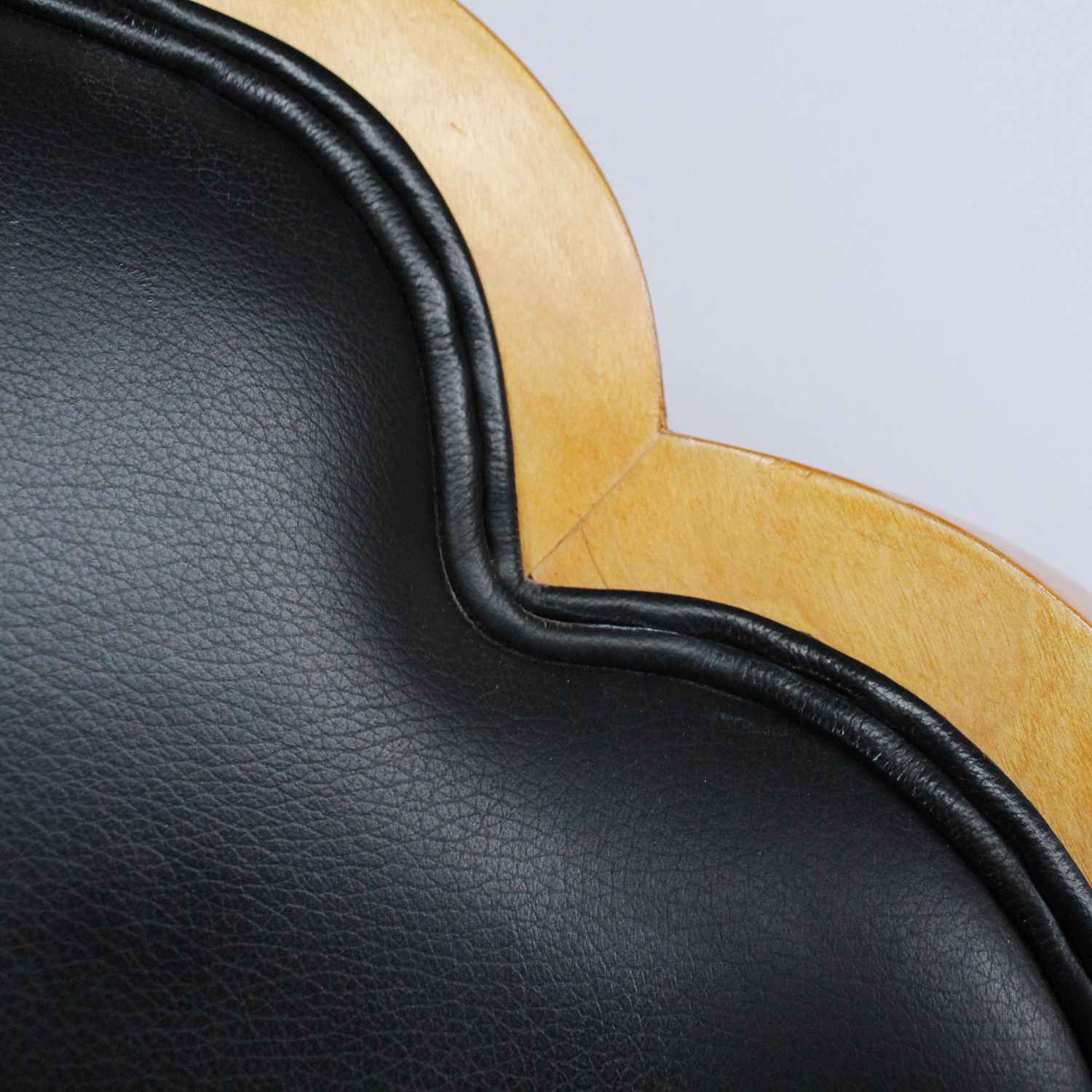 Art Deco cloud back side chairs circa 1930 upholstered in black leather at Jeroen Markies