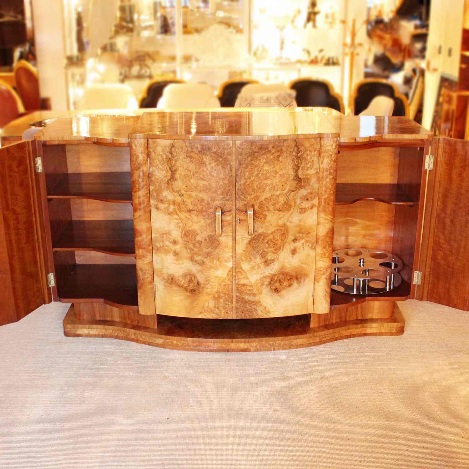 Epstein Art Deco sideboard in burr walnut circa 1930 at Jeroen Markies