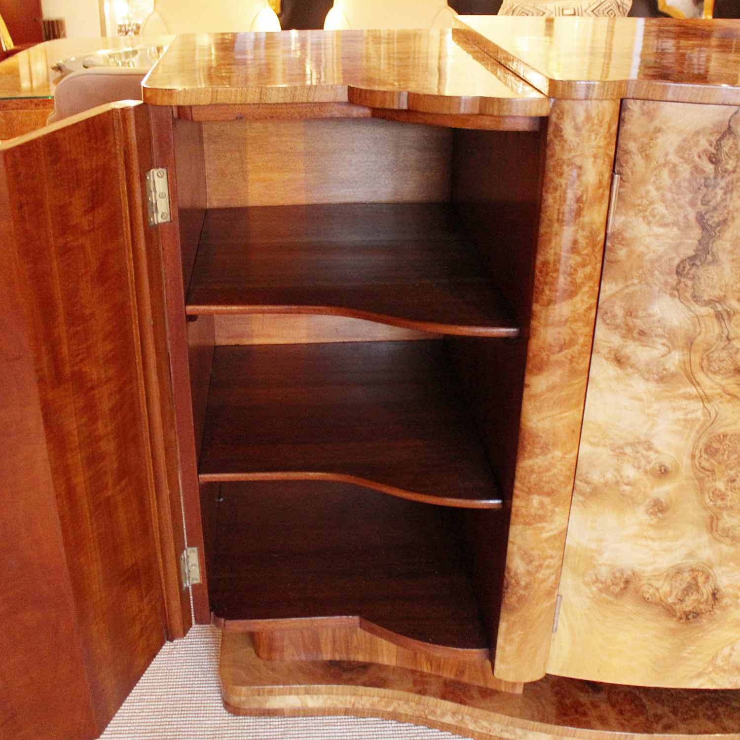 Epstein Art Deco sideboard in burr walnut circa 1930 at Jeroen Markies