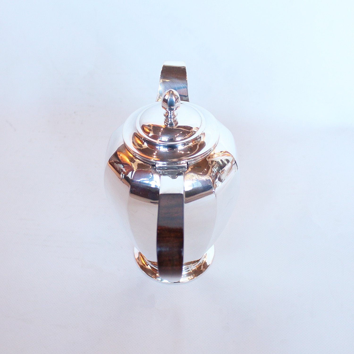 Art Deco silver and walnut tea and coffee set with sugar bowl and cream jug at Jeroen Markies