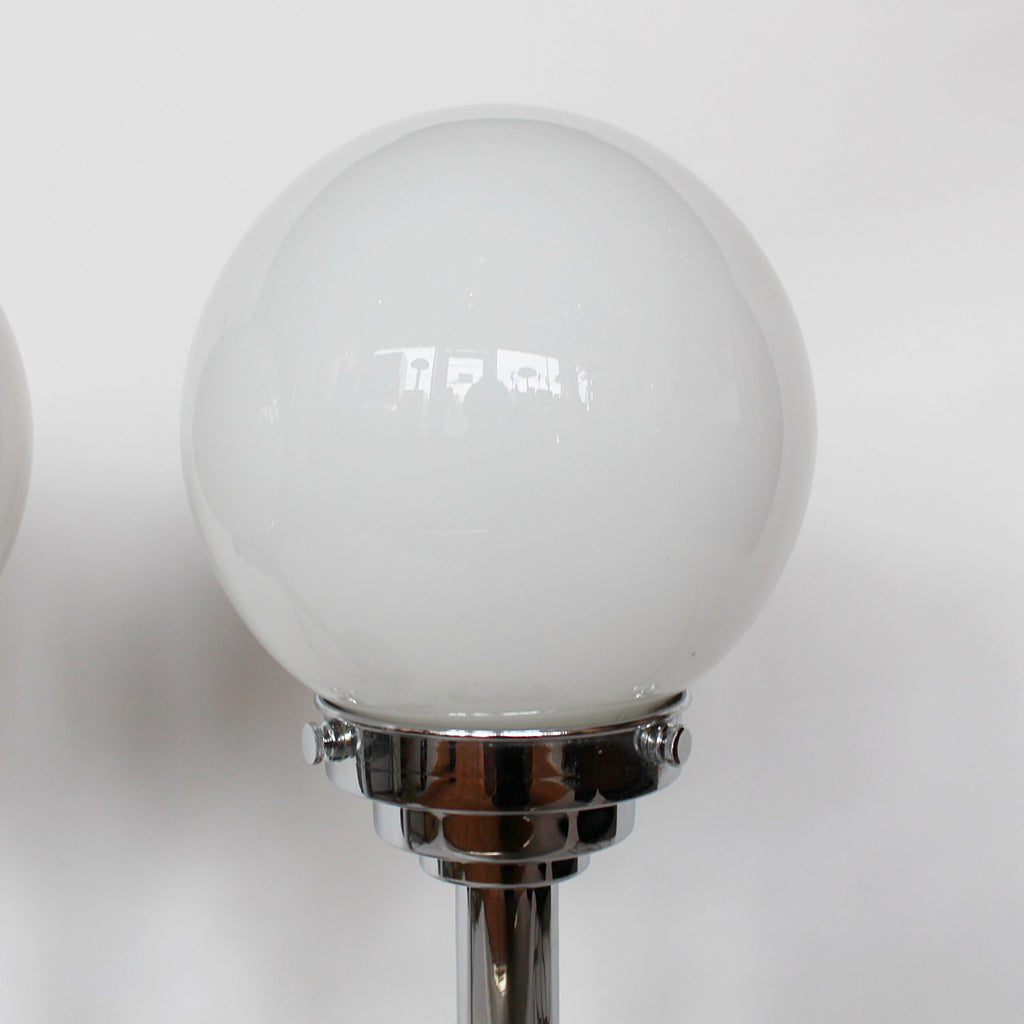 Art Deco chromed metal and glass table lamps at Jeroen Markies