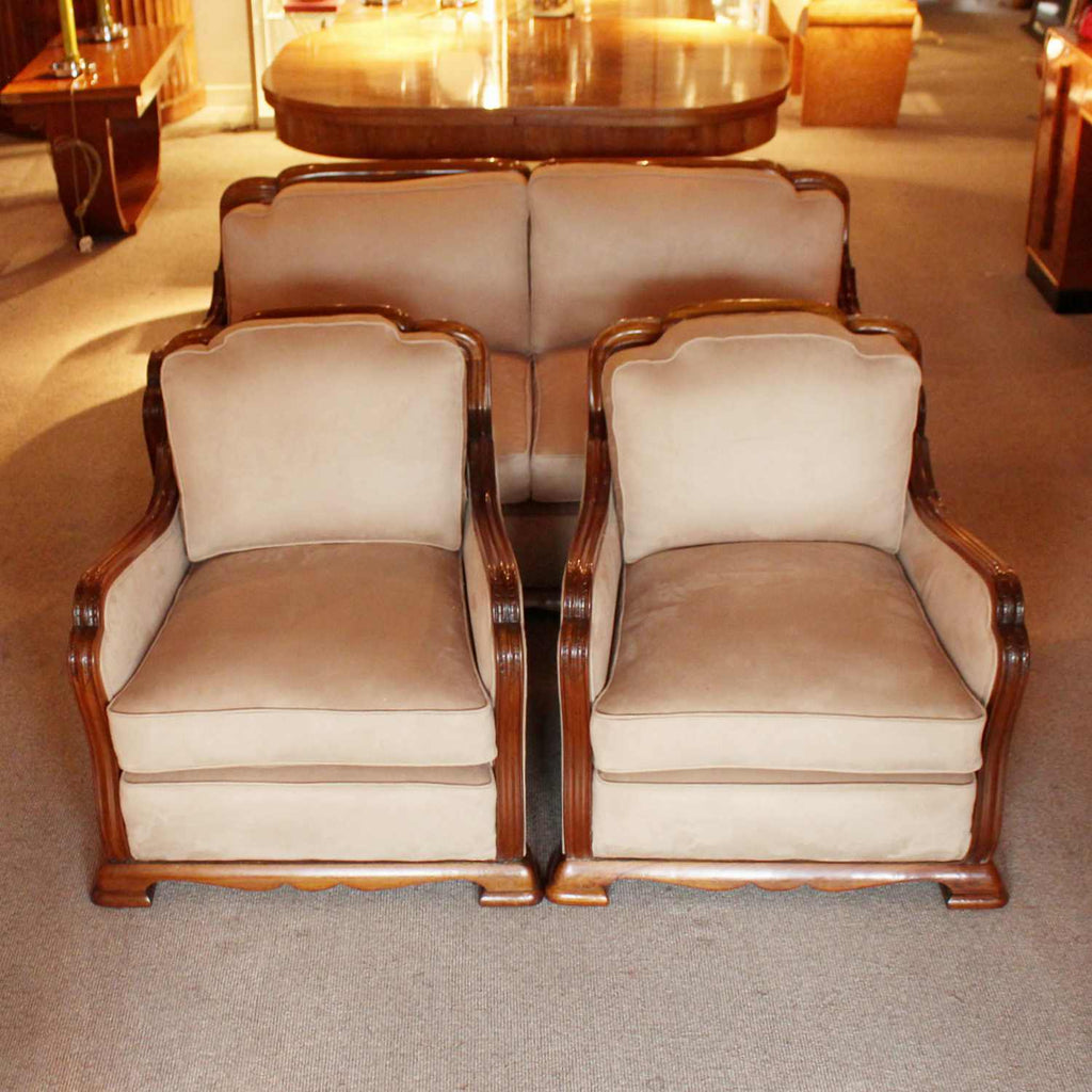 Art Deco three piece suite sofa and armchairs circa 1925 at Jeroen Markies