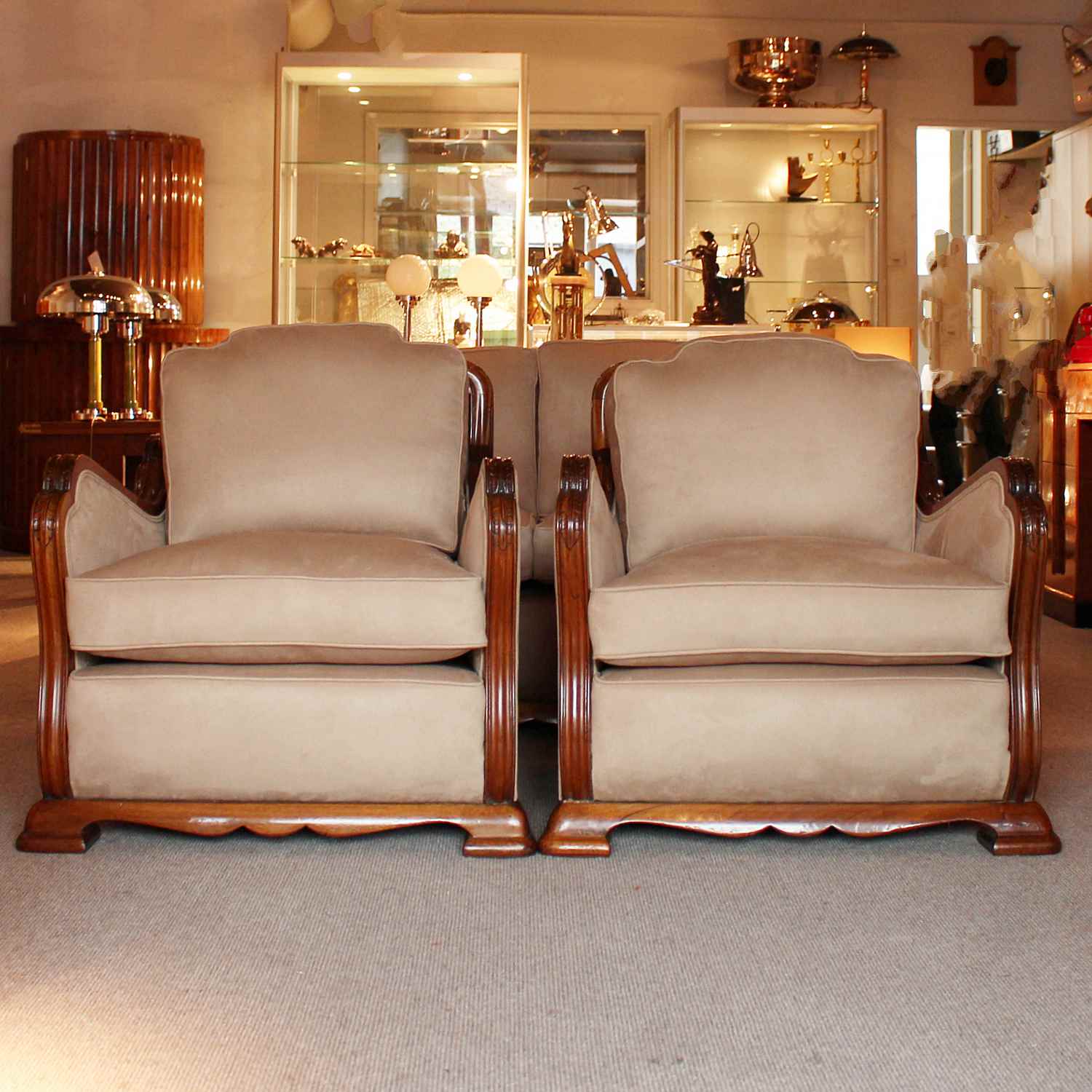 Art Deco three piece suite sofa and armchairs circa 1925 at Jeroen Markies