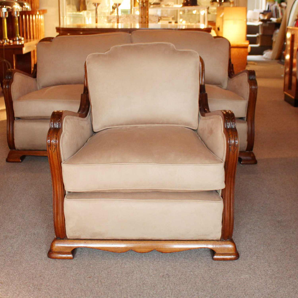 Art Deco three piece suite sofa and armchairs circa 1925 at Jeroen Markies