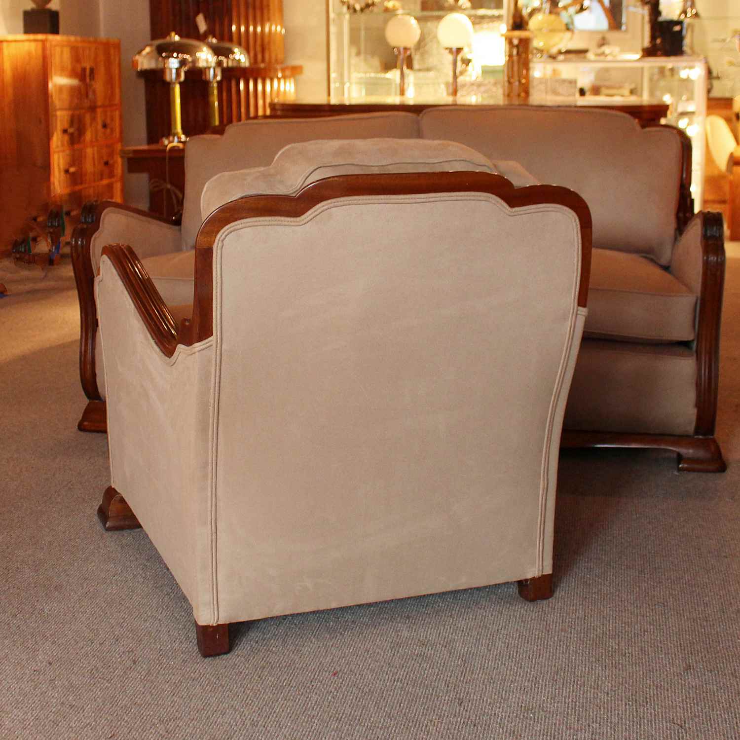 Art Deco three piece suite sofa and armchairs circa 1925 at Jeroen Markies