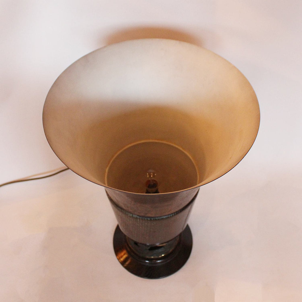 Art Deco uplighter table lamp with bronze neptune and mermaids at Jeroen Markies