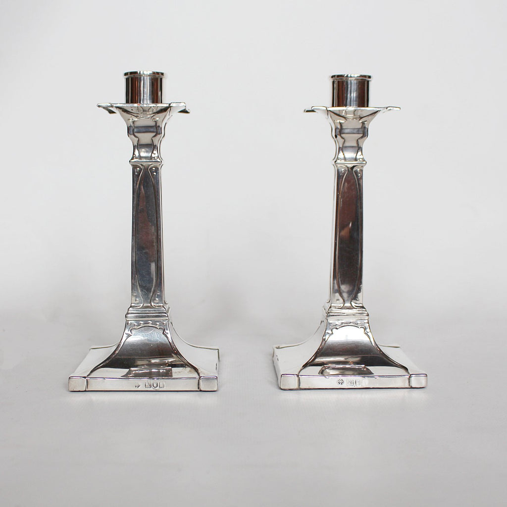 Art Nouveau silver candlesticks circa 1910 at Jeroen Markies Art Deco