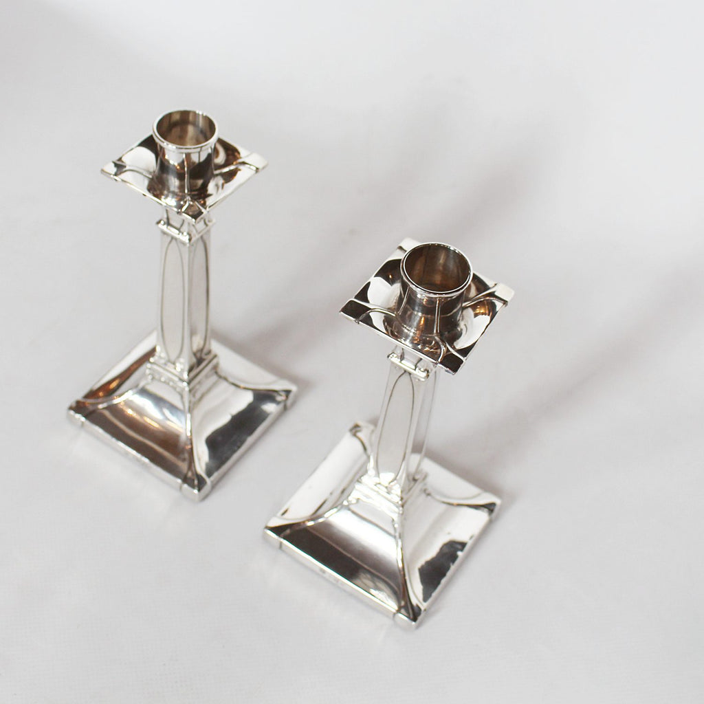 Art Nouveau silver candlesticks circa 1910 at Jeroen Markies Art Deco