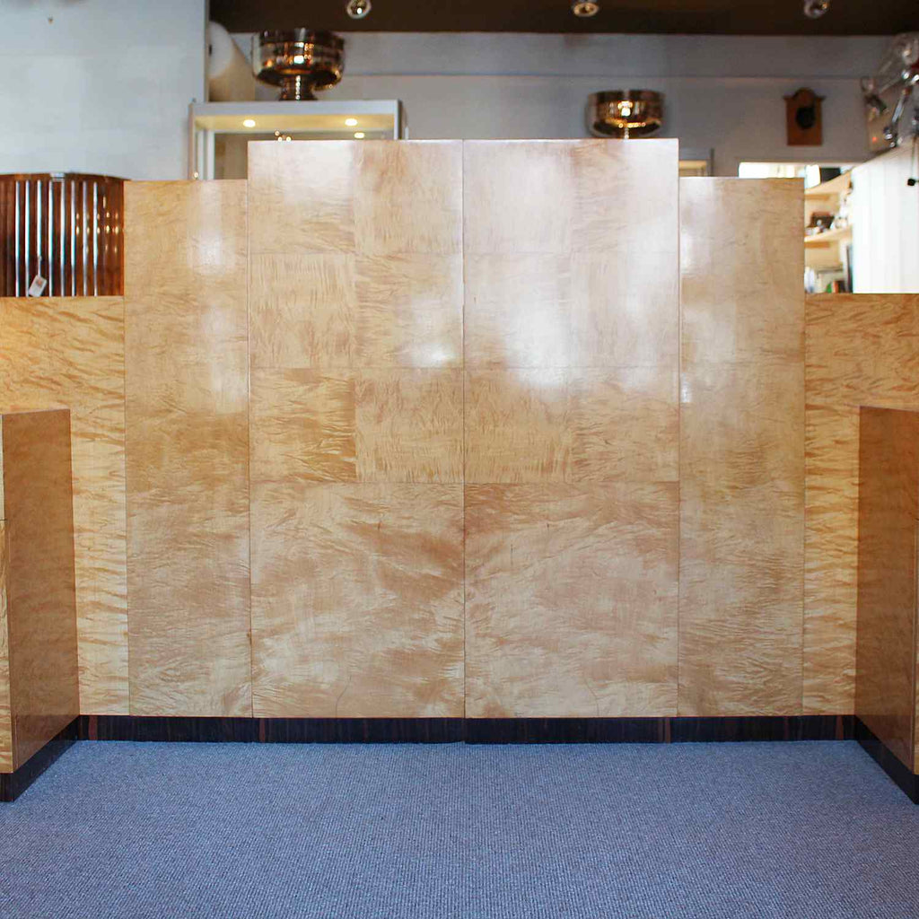 Art Deco bed head for king size bed with integral cabinets at Jeroen Markies