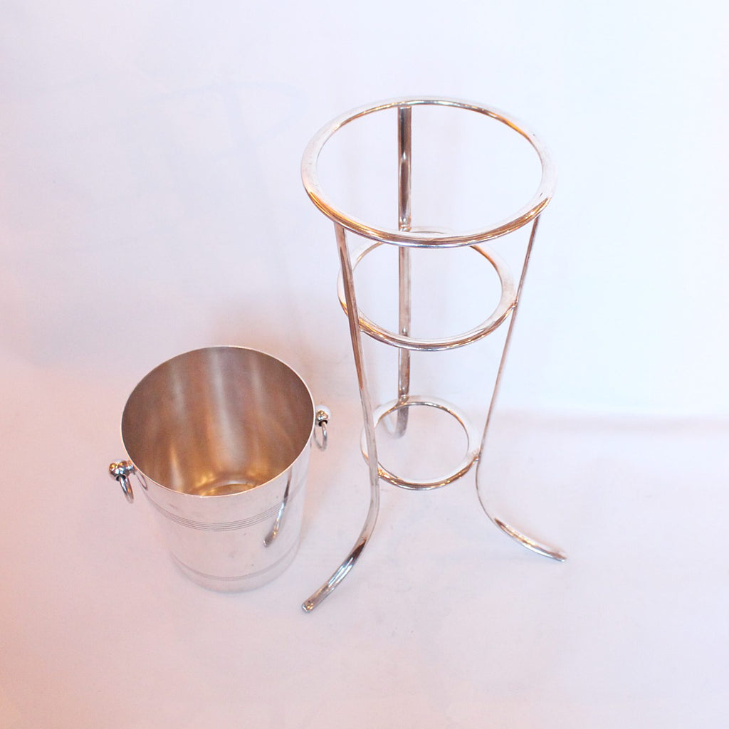 Art Deco silver plated champagne bucket on stand at Jeroen Markies