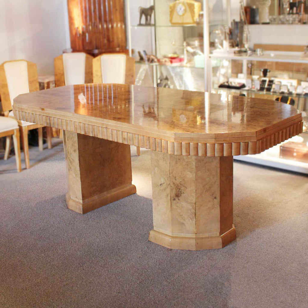 Art Deco six seat dining suite in walnut circa 1930 at Jeroen Markies