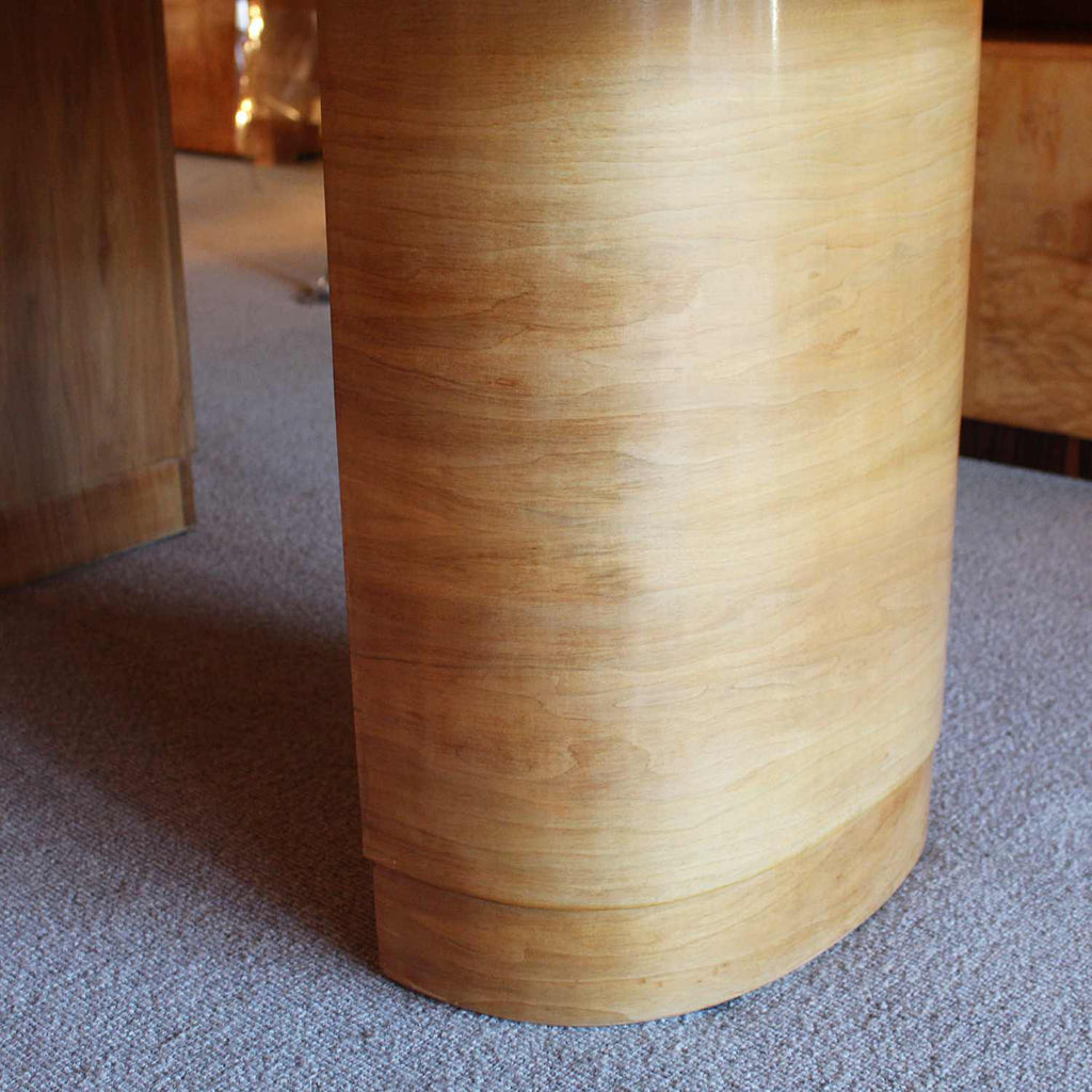 Epstein Art Deco six seat dining suite in walnut and cream leather at Jeroen Markies