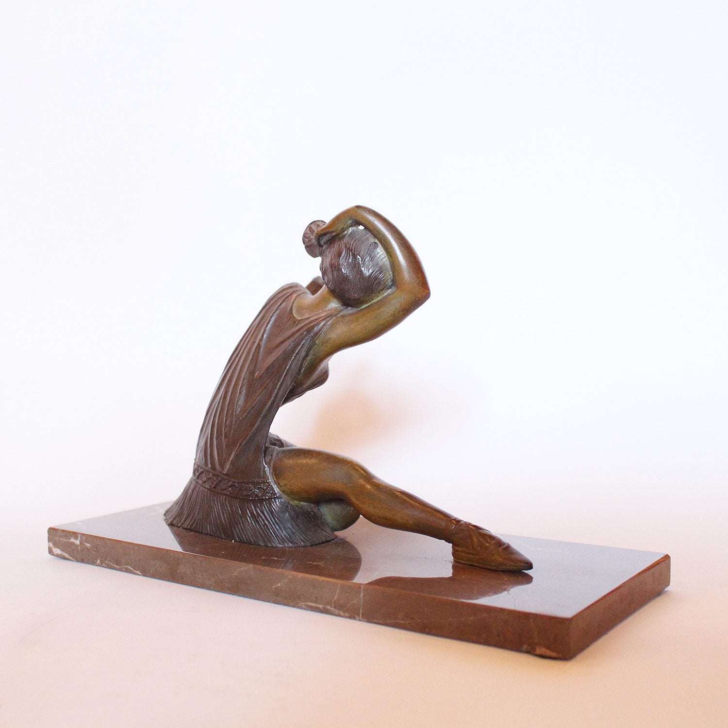 Art Deco spelter sculpture of a girl with butterfly at Jeroen Markies