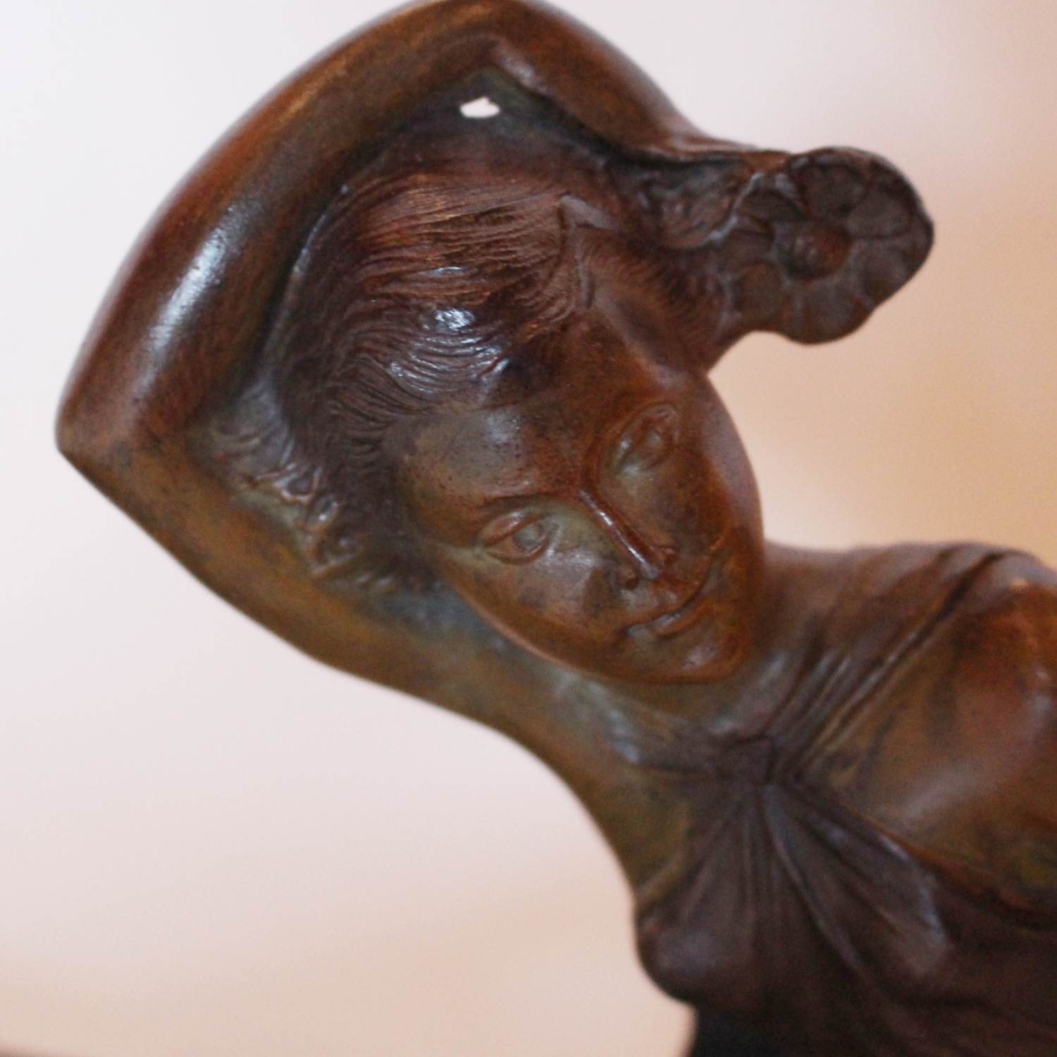 Art Deco spelter sculpture of a girl with butterfly at Jeroen Markies
