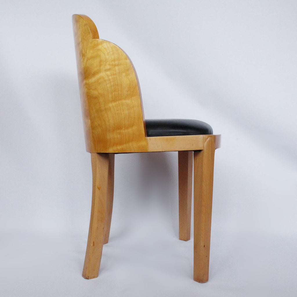 Art Deco cloud back side chairs circa 1930 upholstered in black leather at Jeroen Markies