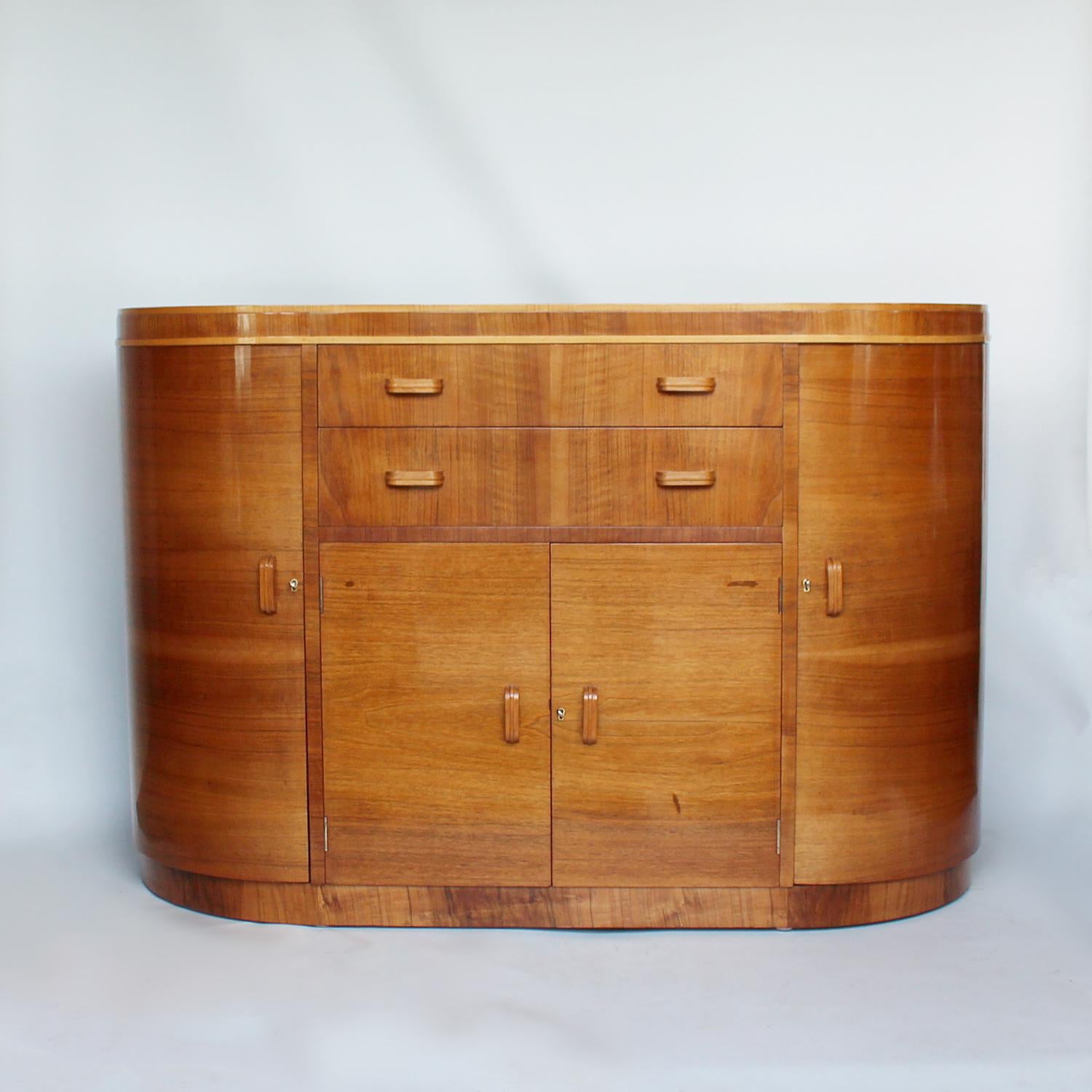 Art Deco sideboard in walnut and satin birch circa 1930 at Jeroen Markies