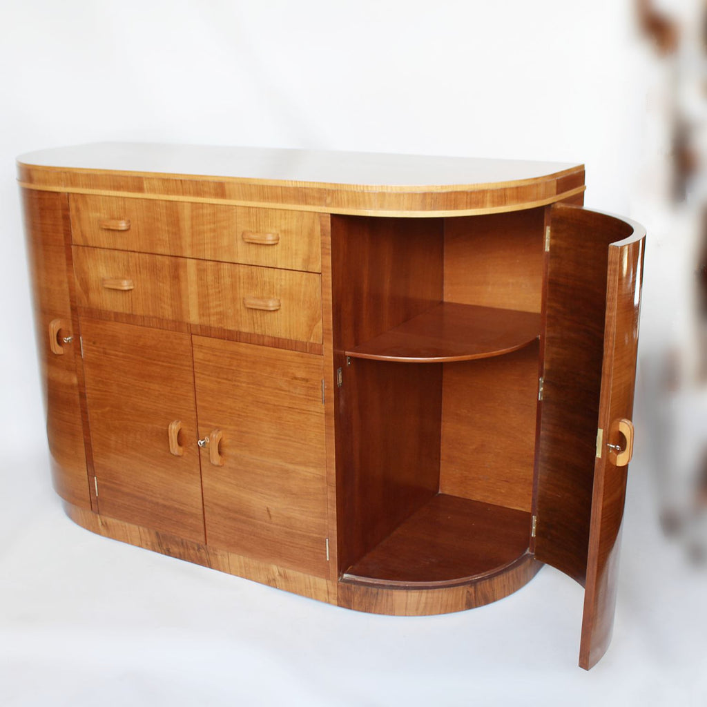 Art Deco sideboard in walnut and satin birch circa 1930 at Jeroen Markies