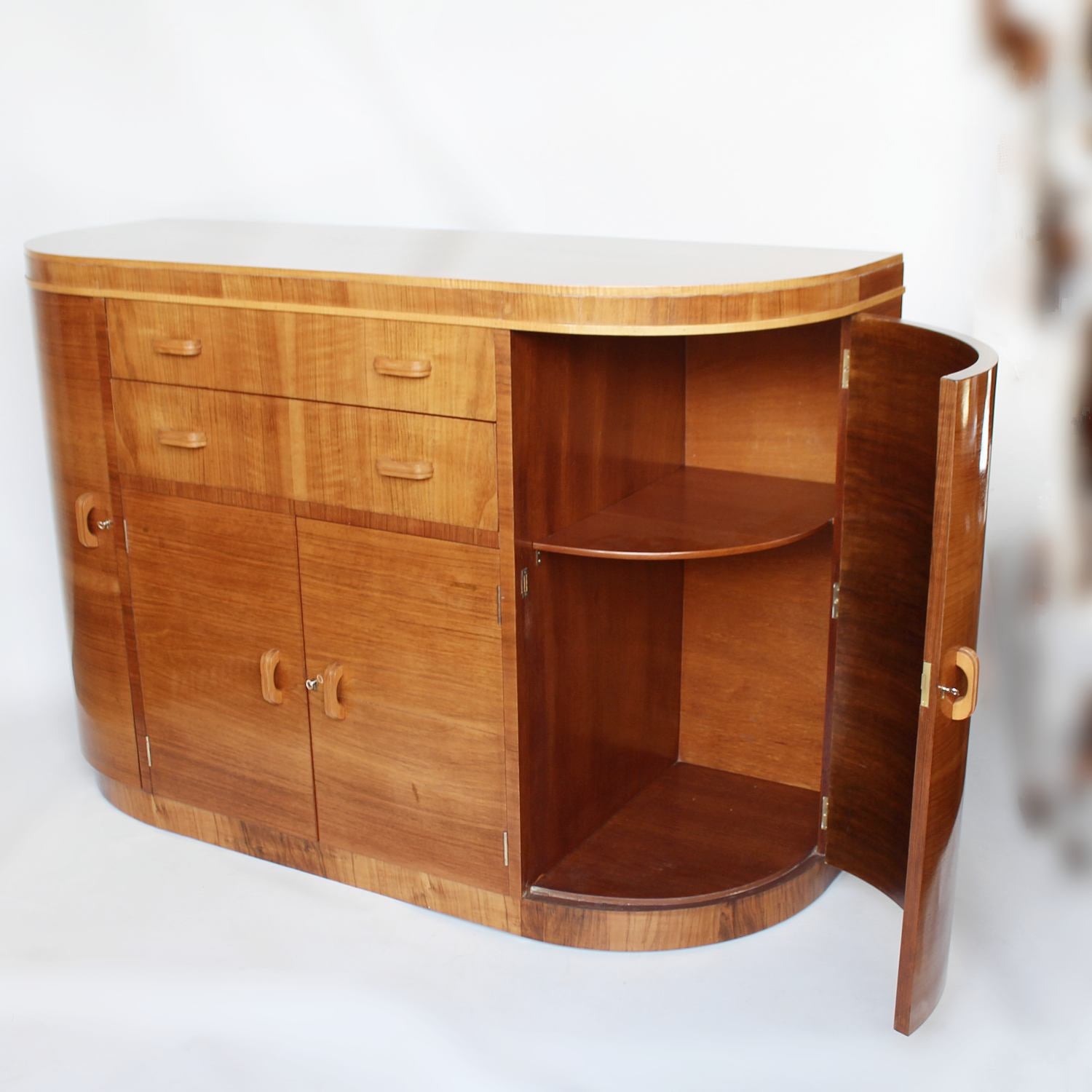 Art Deco sideboard in walnut and satin birch circa 1930 at Jeroen Markies
