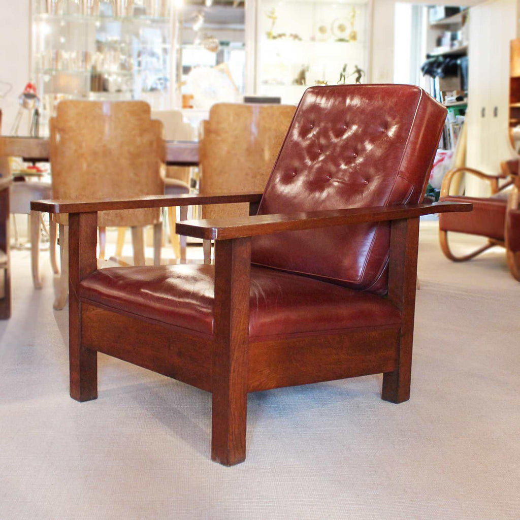 Arts & Crafts reclining oak armchairs after Gustav Stickley circa 1900 at Jeroen Markies