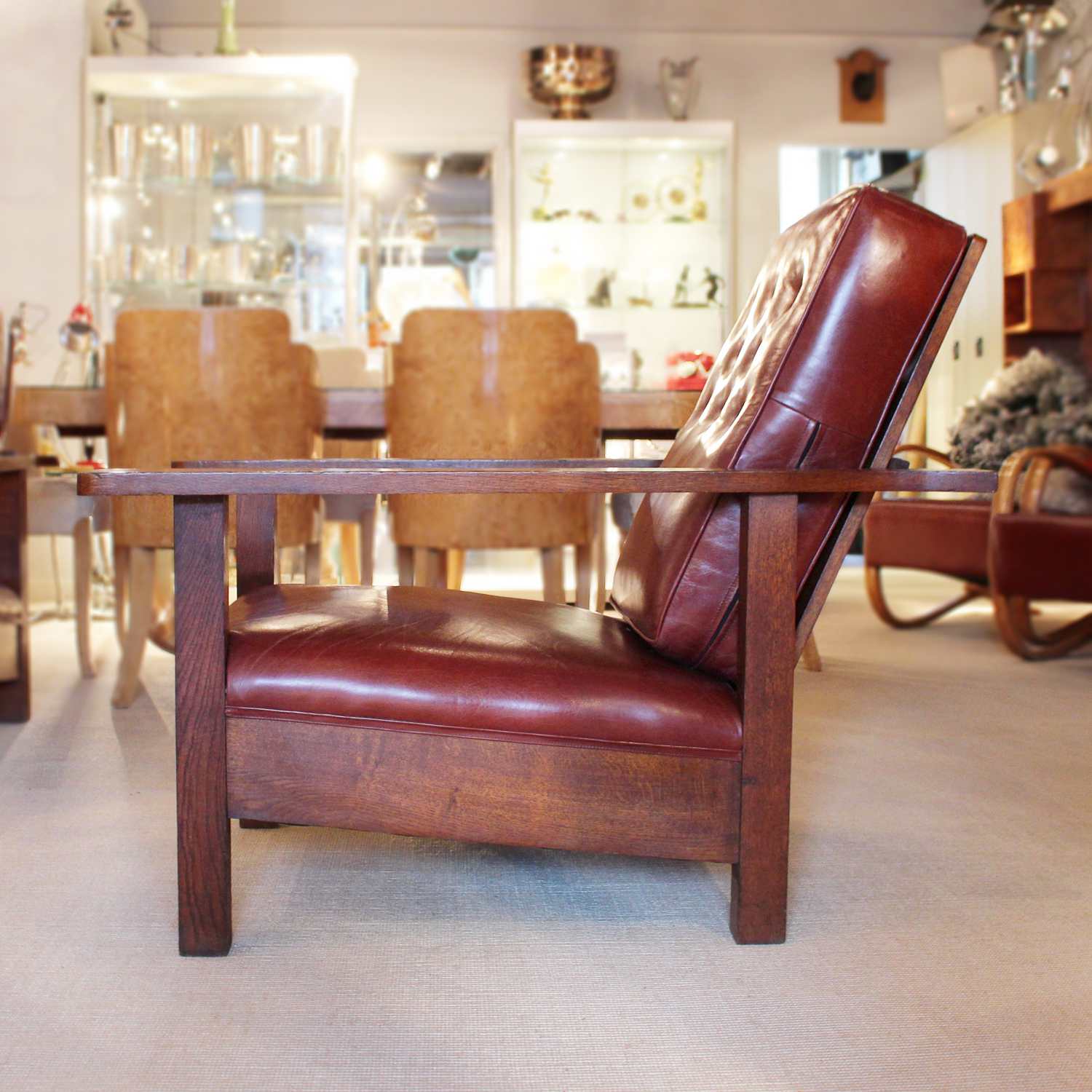 Arts & Crafts reclining oak armchairs after Gustav Stickley circa 1900 at Jeroen Markies