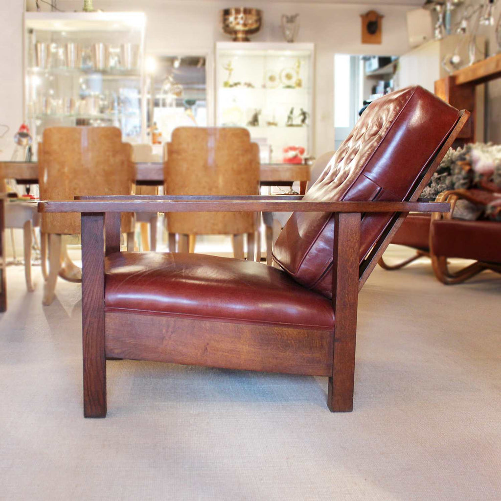 Arts & Crafts reclining oak armchairs after Gustav Stickley circa 1900 at Jeroen Markies