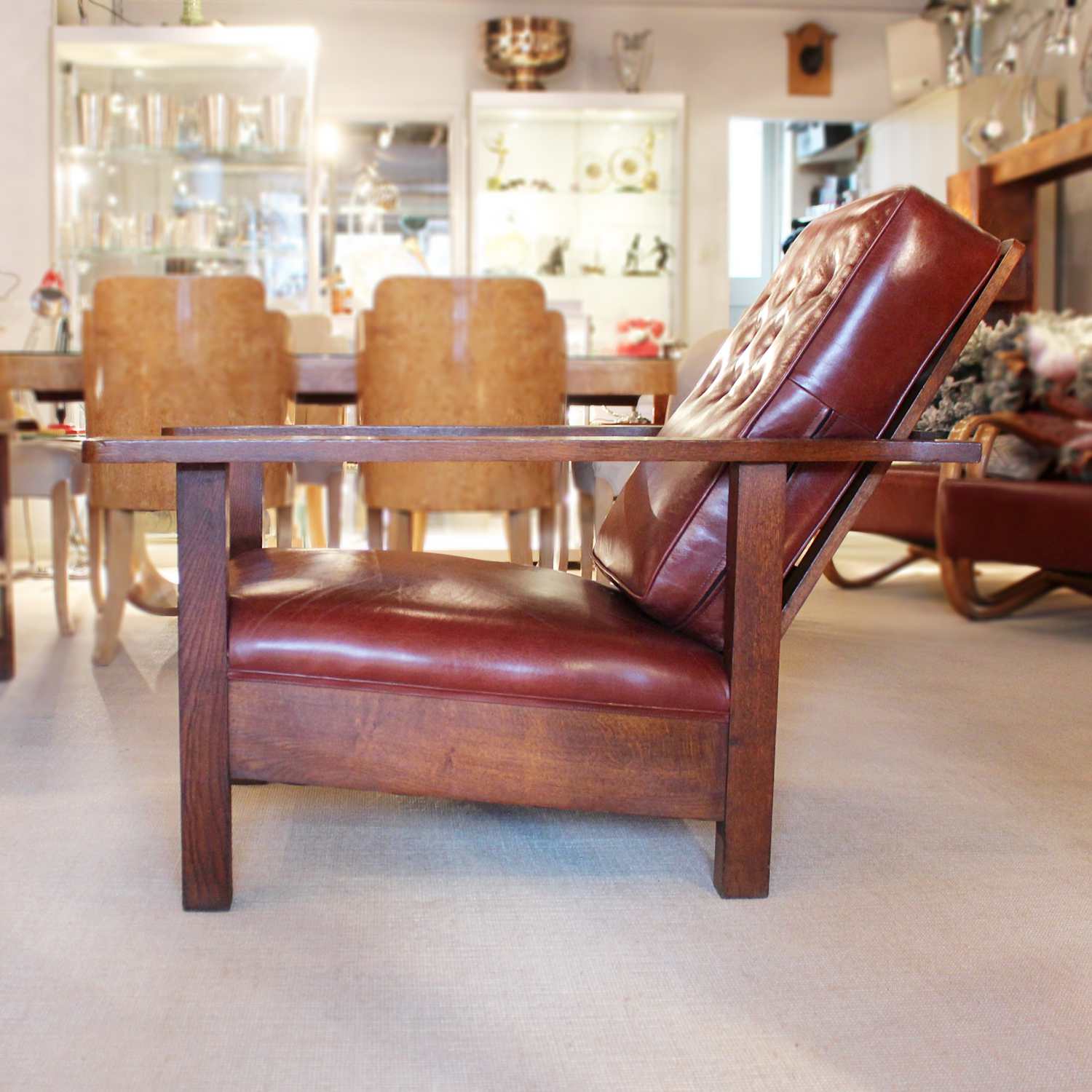 Arts & Crafts reclining oak armchairs after Gustav Stickley circa 1900 at Jeroen Markies