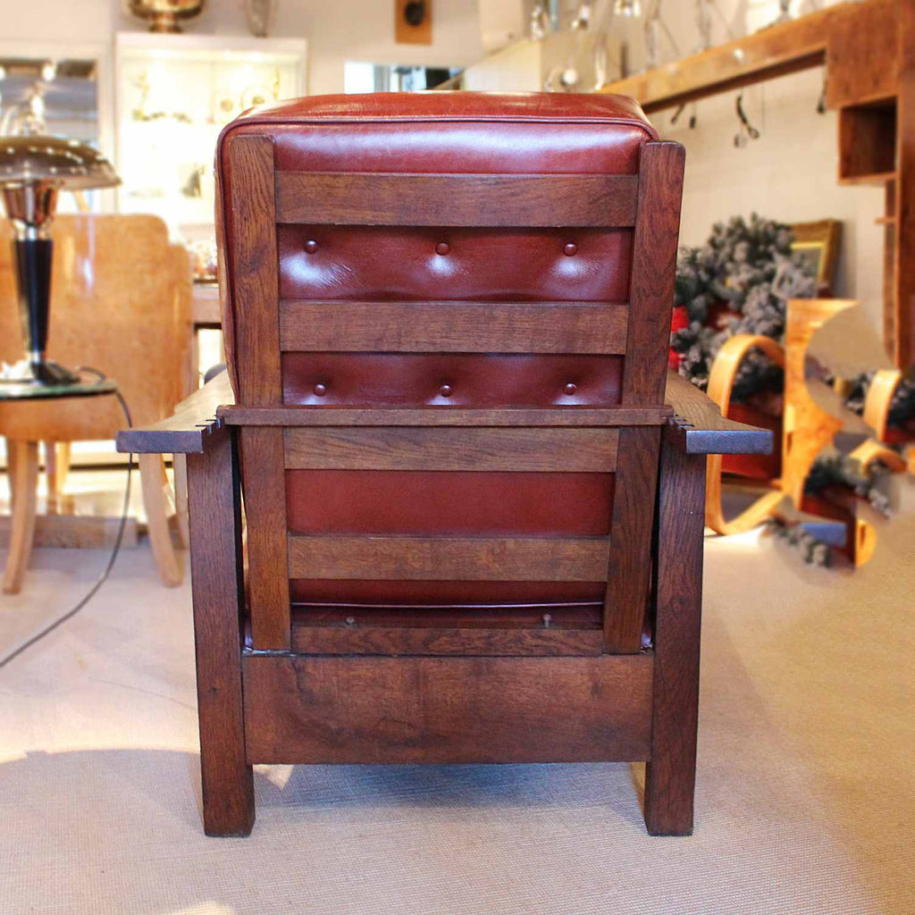 Arts & Crafts reclining oak armchairs after Gustav Stickley circa 1900 at Jeroen Markies