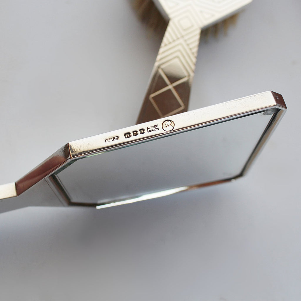 Asprey Art Deco silver vanity set dated 1937