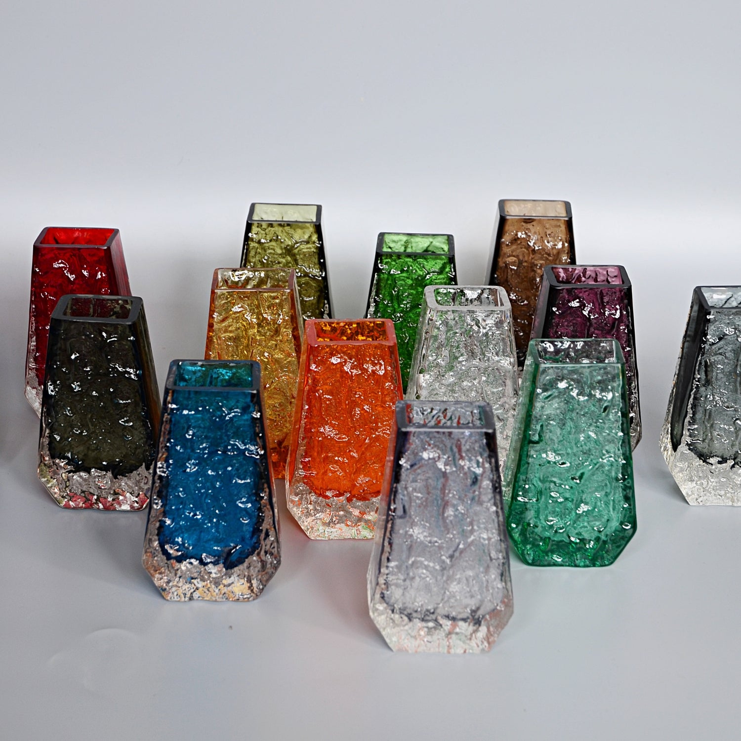 Collection of Fourteen Textured 'Coffin' Bark Vases