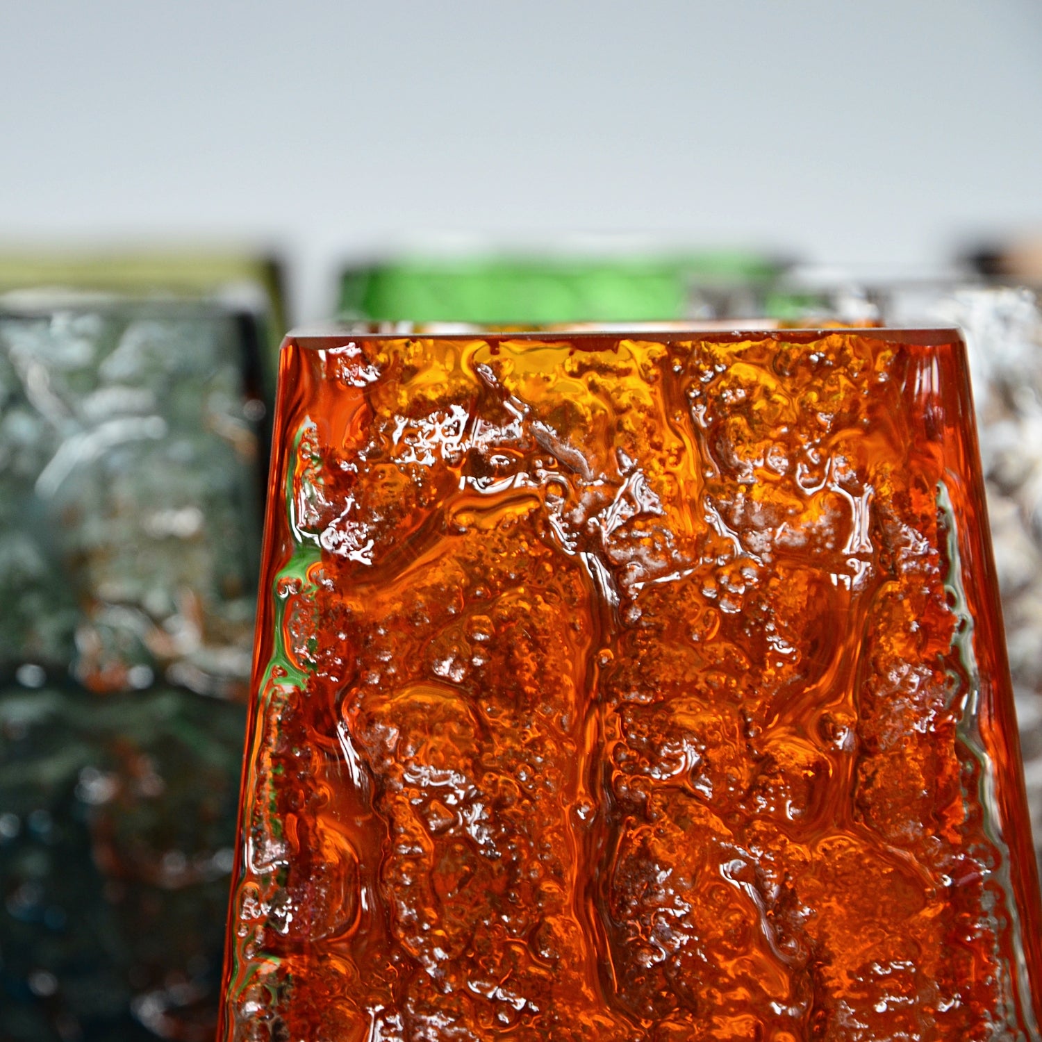 Collection of Fourteen Textured 'Coffin' Bark Vases