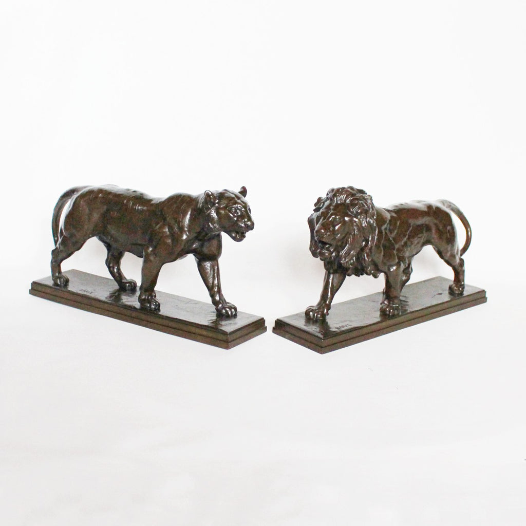 Antoine Louis Barye Walking Lion and Walking Tiger circa 1870 at Jeroen Markies