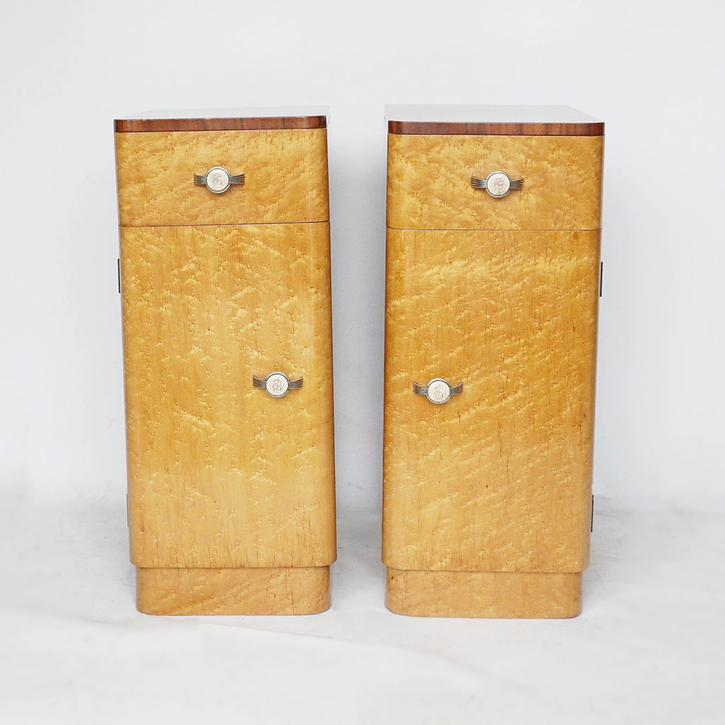 Art Deco Bedside Cabinets Birdseye Maple and Walnut - Jeroen Markies Art Deco 