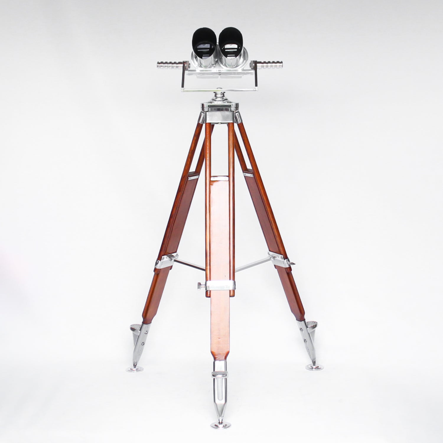 Zeiss German WWII 10X80 anti-aircraft binoculars. Designed in 1946 by Emil Busch for the Zeiss company under the codename CXN. Military grade steel, glass and wood on a custom made centre mount and tripod at Jeroen Markies.