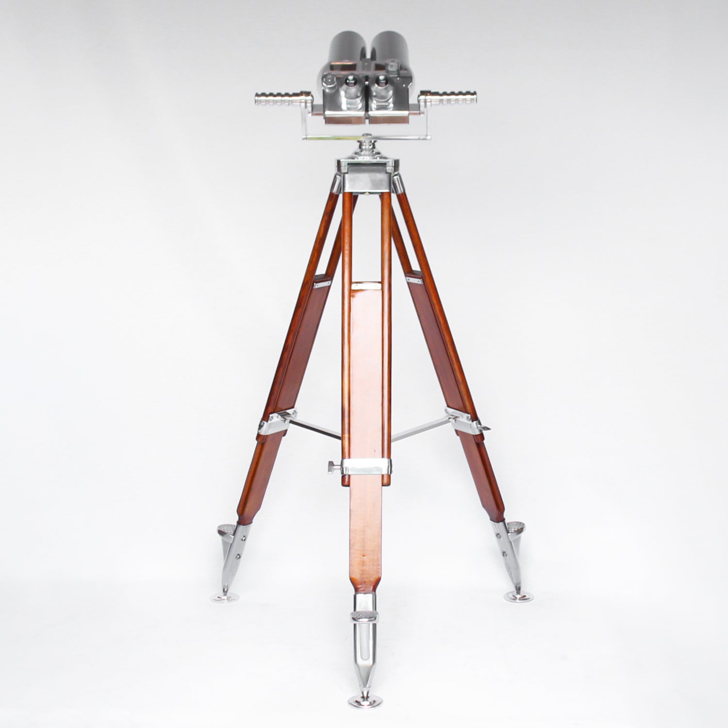 Zeiss German WWII 10X80 anti-aircraft binoculars. Designed in 1946 by Emil Busch for the Zeiss company under the codename CXN. Military grade steel, glass and wood on a custom made centre mount and tripod at Jeroen Markies.
