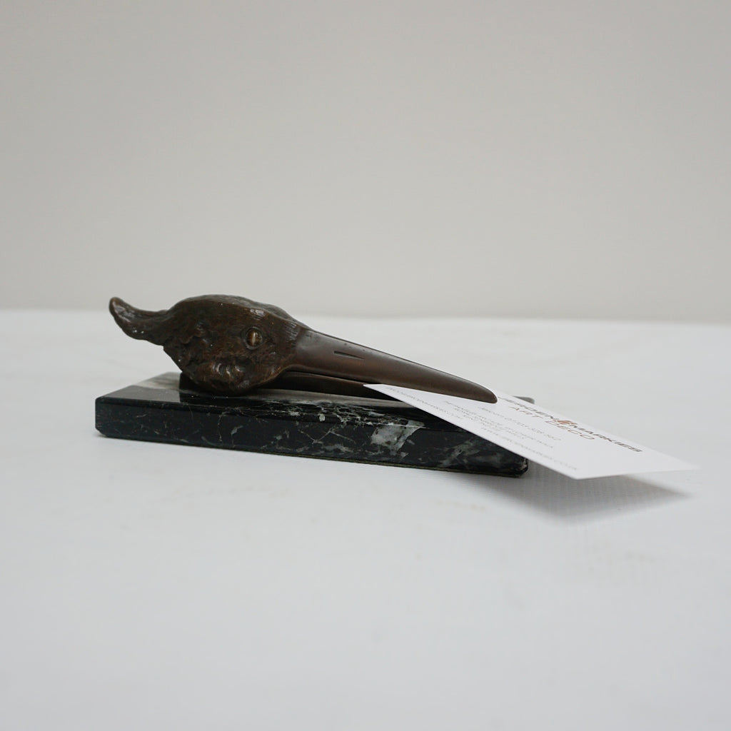 1930 Bronze Bird Stork Marble Base Letter Holder English Art Deco Jeroen Markies 