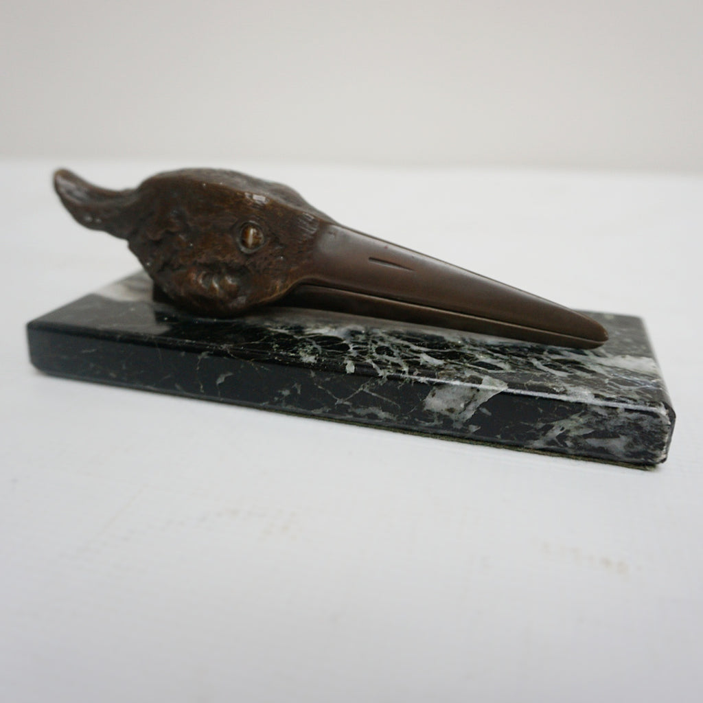 1930 Bronze Bird Stork Marble Base Letter Holder English Art Deco Jeroen Markies 