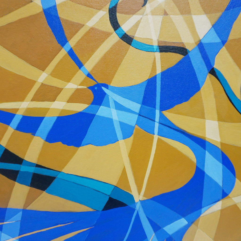 'Bliue Love Birds' Contemporary Oil On Canvas Painting by Vera Jefferson - Jeroen Markies Art Deco