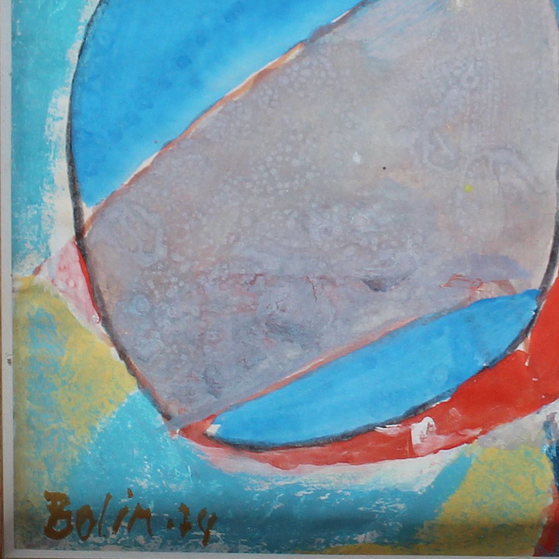 Gustave Bolin untitled abstract painting dated 1974 at Jeroen Markies