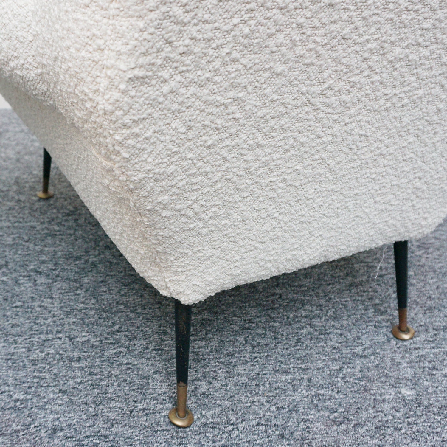 Mid-Century Modern Italian Lounge Chairs-White Boucle Upholstery-Gigi Raddice- Minotti - Jeroen Markies Art Deco