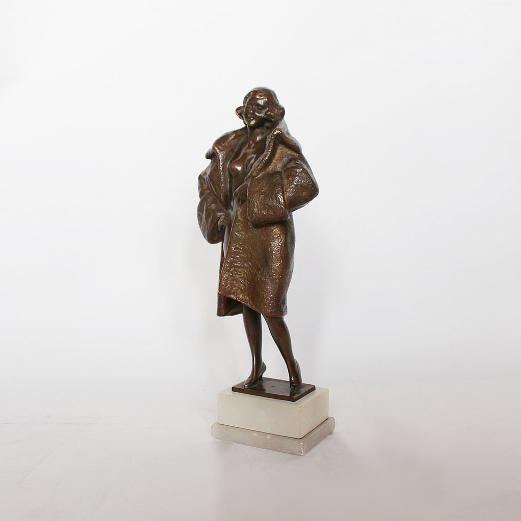 Bruno Zach Lady in Garter Art Deco sculpture at Jeroen Markies 