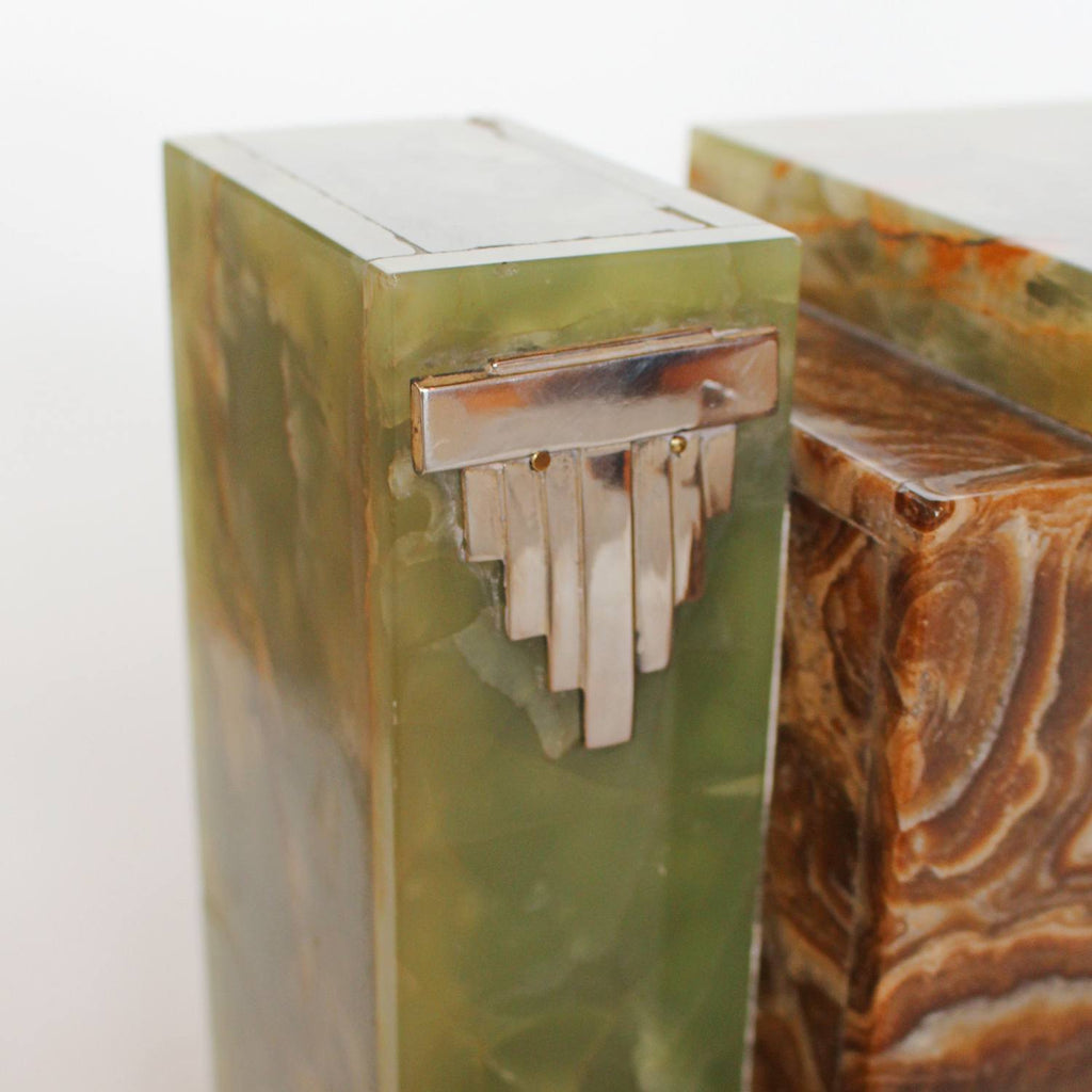 Art Deco Mantel Clock  in onyx and silvered bronze att to Geroges Lavroff at Jeroen Markies 