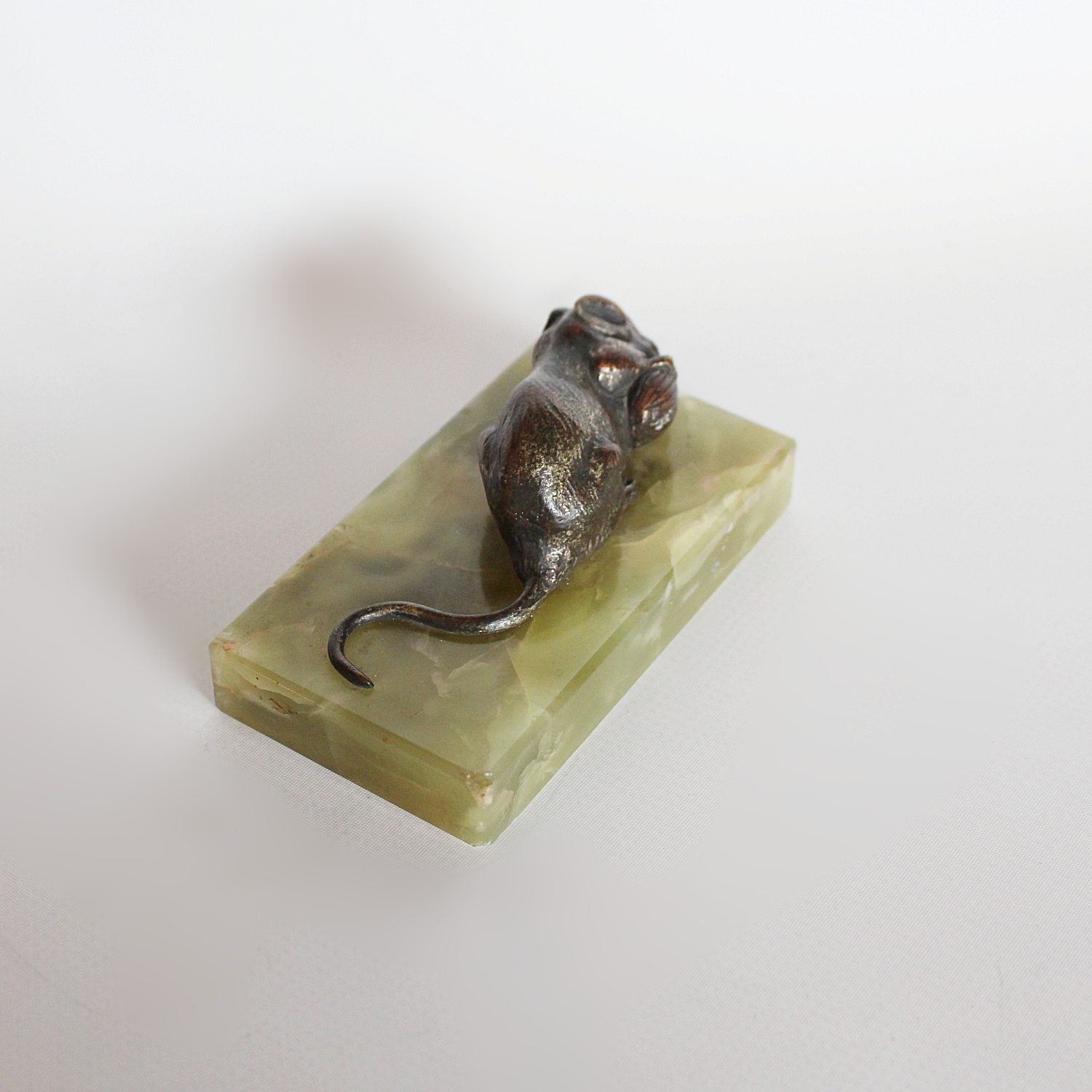 L Carvin mouse with nut 20thC bronze sculpture at Jeroen Markies