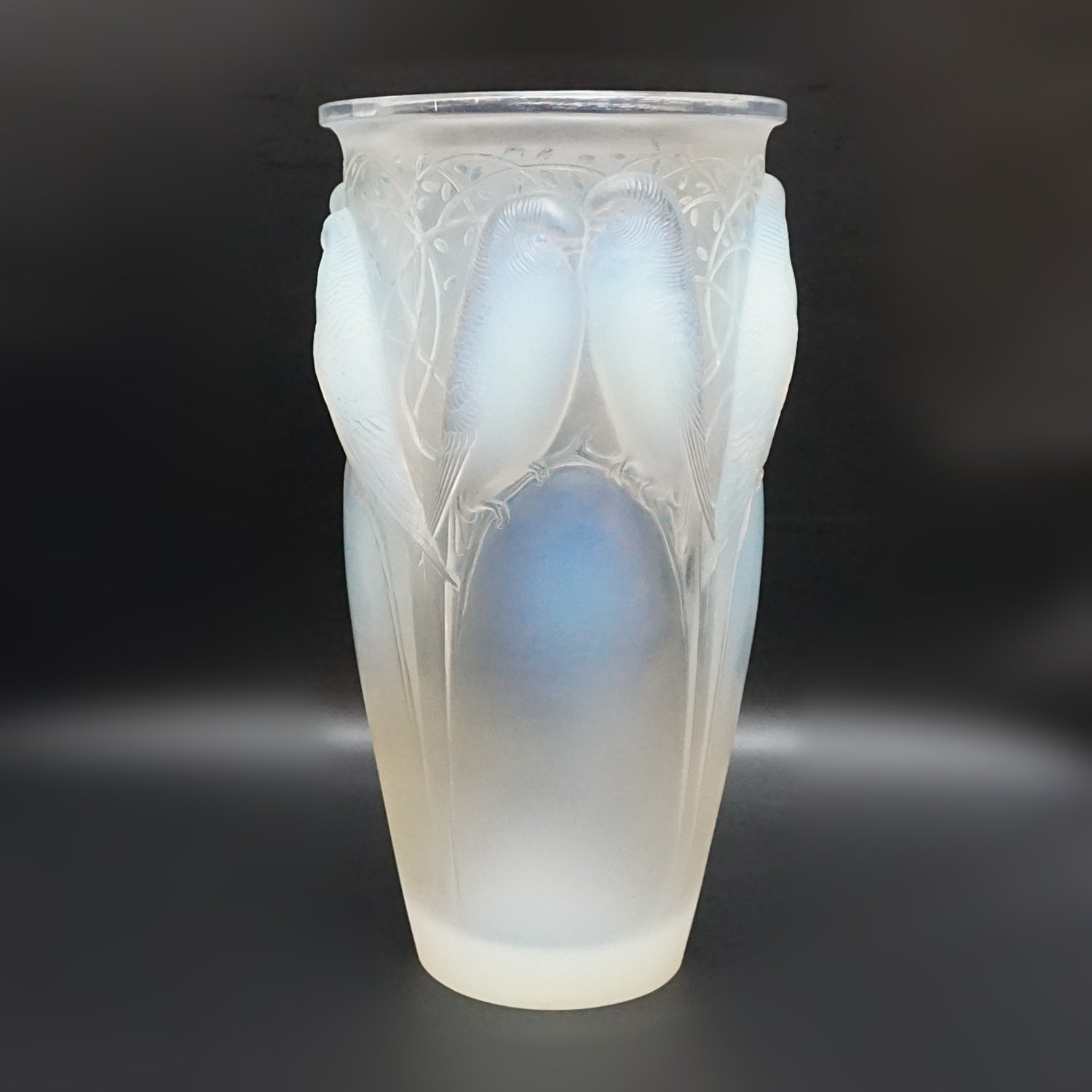 Rene Lalique Ceylan Vase Original Blue Opalescent Vase Circa 1930 French - Jeroen Markies Art Deco