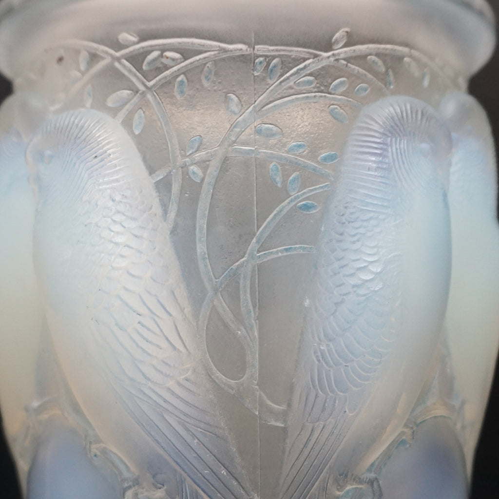 Rene Lalique Ceylan Vase Original Blue Opalescent Vase Circa 1930 French - Jeroen Markies Art Deco