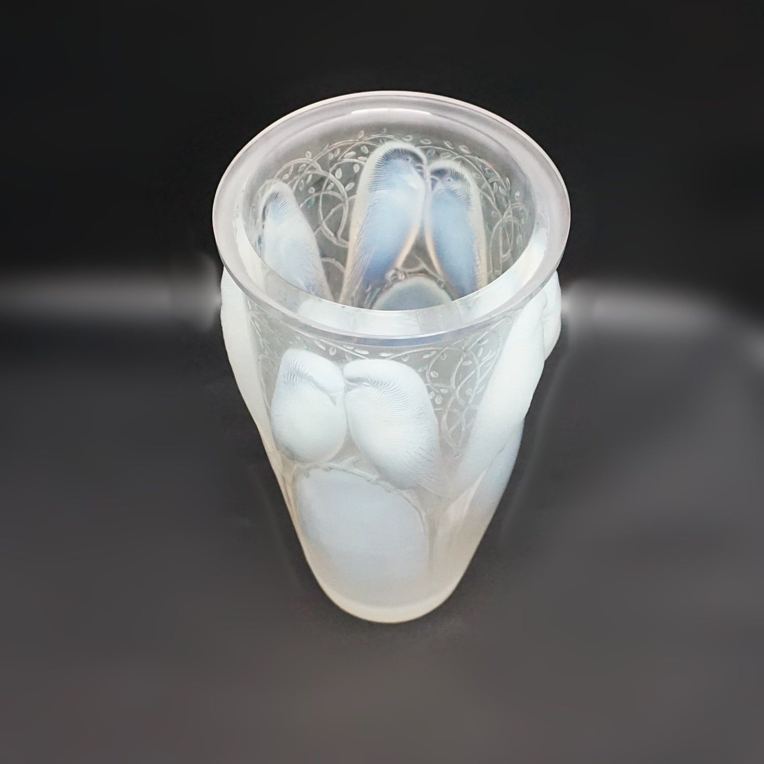 Rene Lalique Ceylan Vase Original Blue Opalescent Vase Circa 1930 French - Jeroen Markies Art Deco