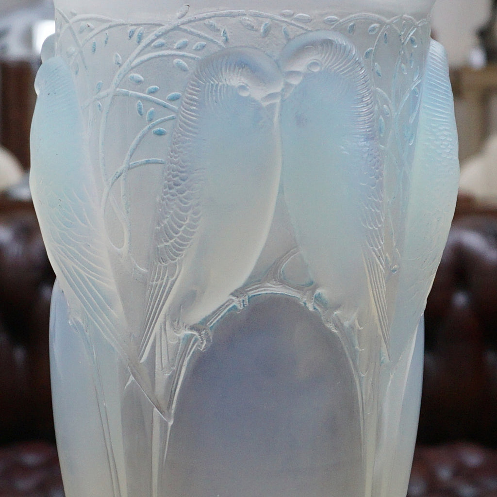 Rene Lalique Ceylan Vase Original Blue Opalescent Vase Circa 1930 French - Jeroen Markies Art Deco
