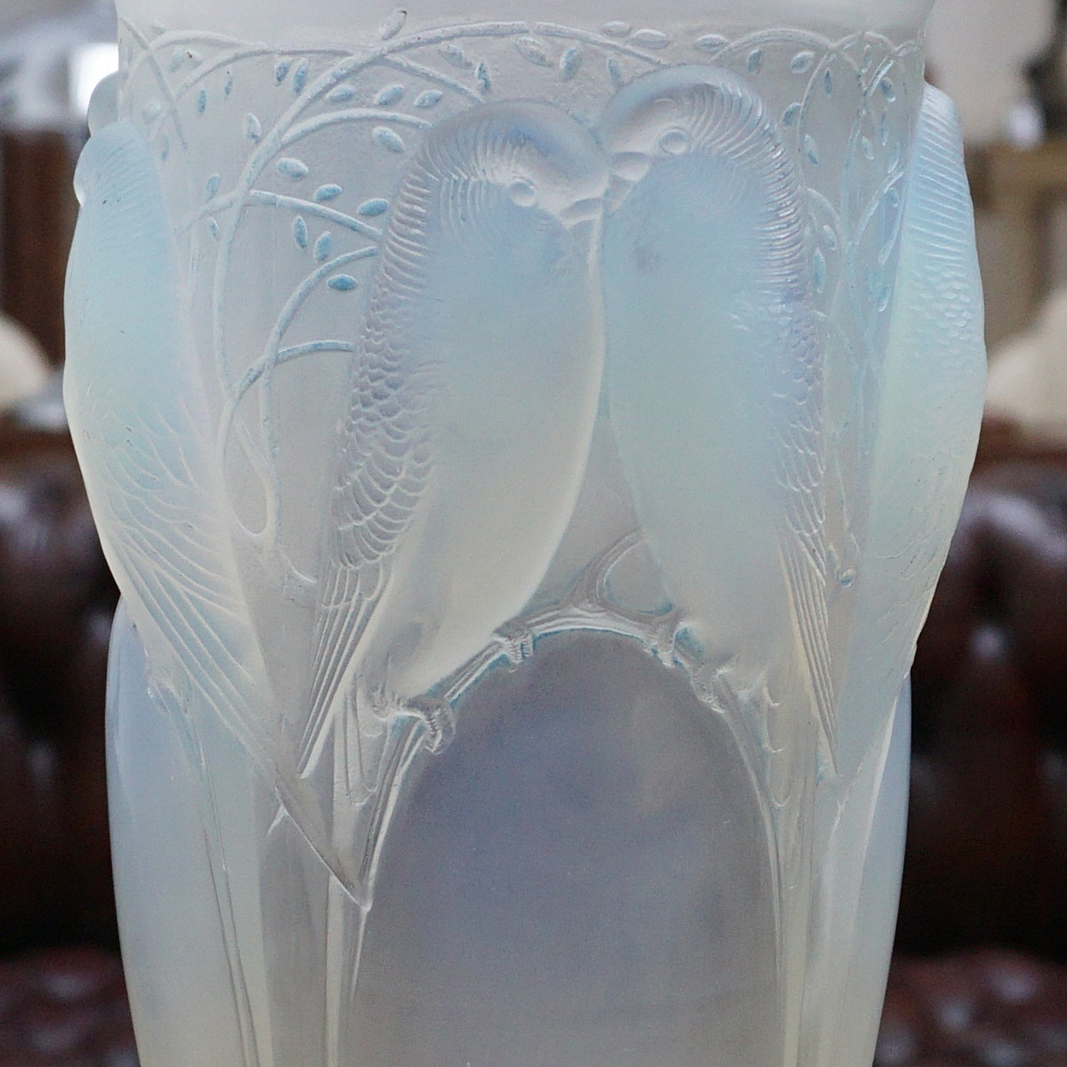 Rene Lalique Ceylan Vase Original Blue Opalescent Vase Circa 1930 French - Jeroen Markies Art Deco