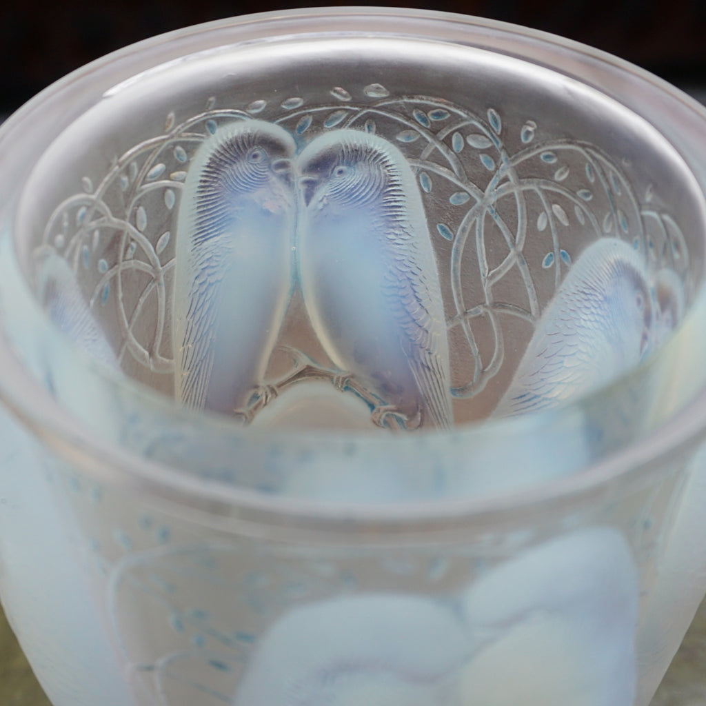 Rene Lalique Ceylan Vase Original Blue Opalescent Vase Circa 1930 French - Jeroen Markies Art Deco