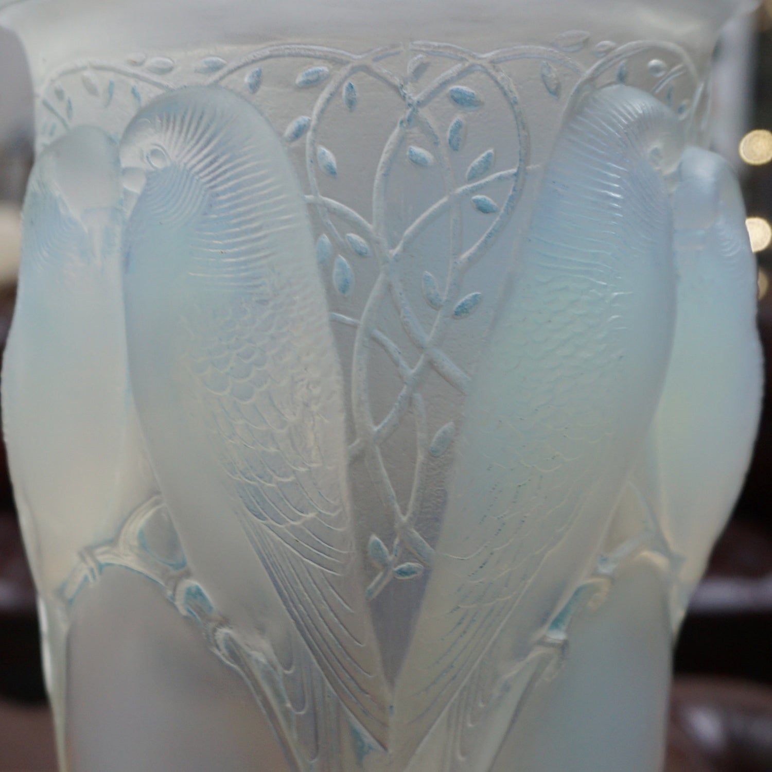 Rene Lalique Ceylan Vase Original Blue Opalescent Vase Circa 1930 French - Jeroen Markies Art Deco