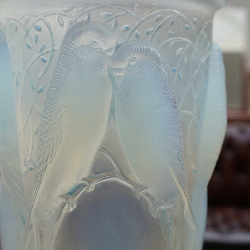 Rene Lalique Ceylan Vase Original Blue Opalescent Vase Circa 1930 French - Jeroen Markies Art Deco